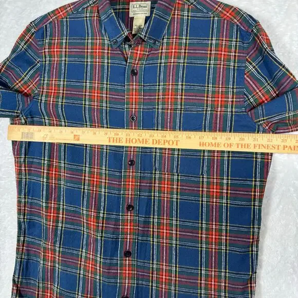 L.L Bean Scotch Plaid Flannel Shirt Slightly Fitted Tartan Pattern Men's M-R - Picture 6 of 6